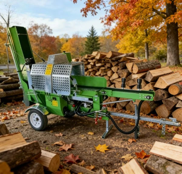 Customized 20 Ton Automatic Firewood Processor Log Splitter With 15HP Gear & Motor Core Components 8t/h Capacity