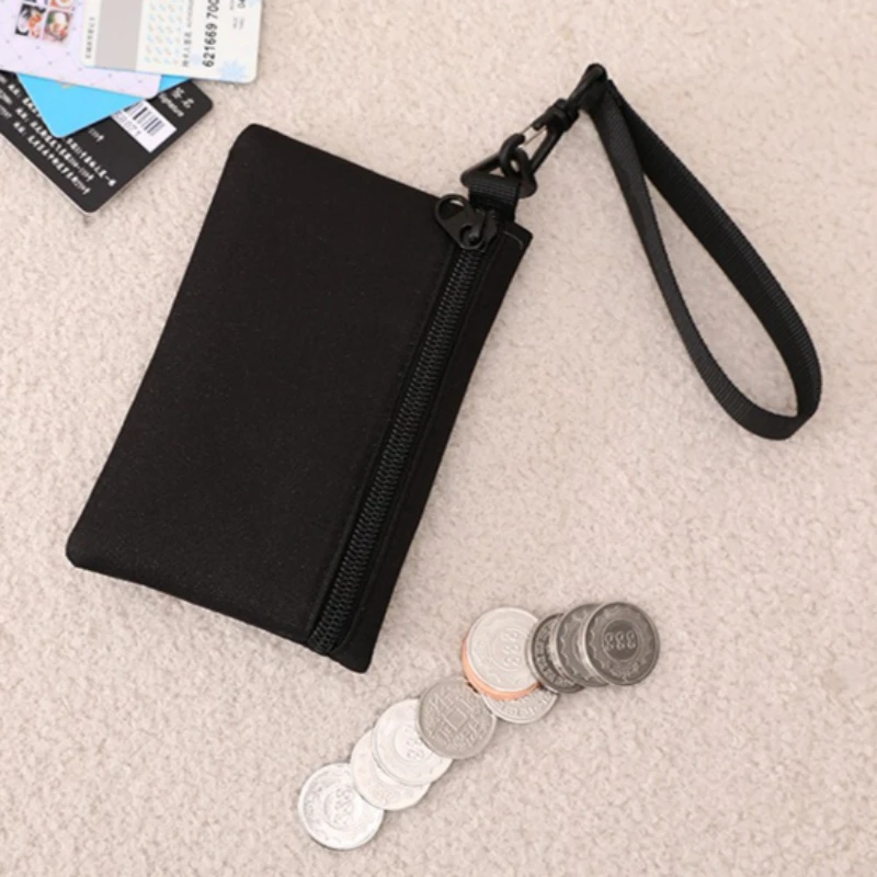 Canvas Mini Coin Purse Solid Color Simple Zipper Storage Pouch Cute Mini Wallet Coin Key Bag For Women Men Kids