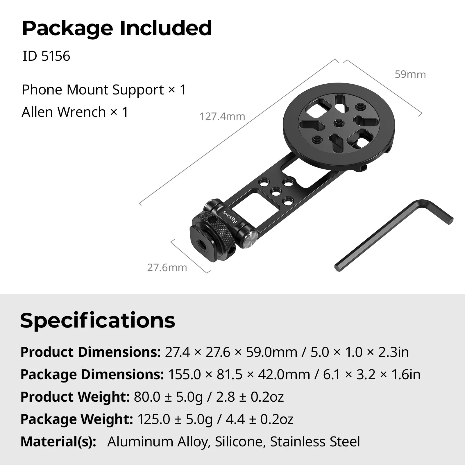 Magnetyczny metalowy uchwyt na telefon SmallRig z mocowaniem typu cold shoe, regulowany, obrotowy adapter do statywu do telefonu, kompatybilny z iPhone i kamerami, model 5156 — zdjęcie produktu 6
