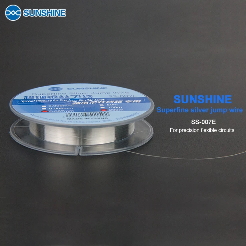 SUNSHINE  SS-007E Superfine Silver Jump Wire 0.007MM 0.009MM 200M for Mobile Phone Motherboard PCB Repair
