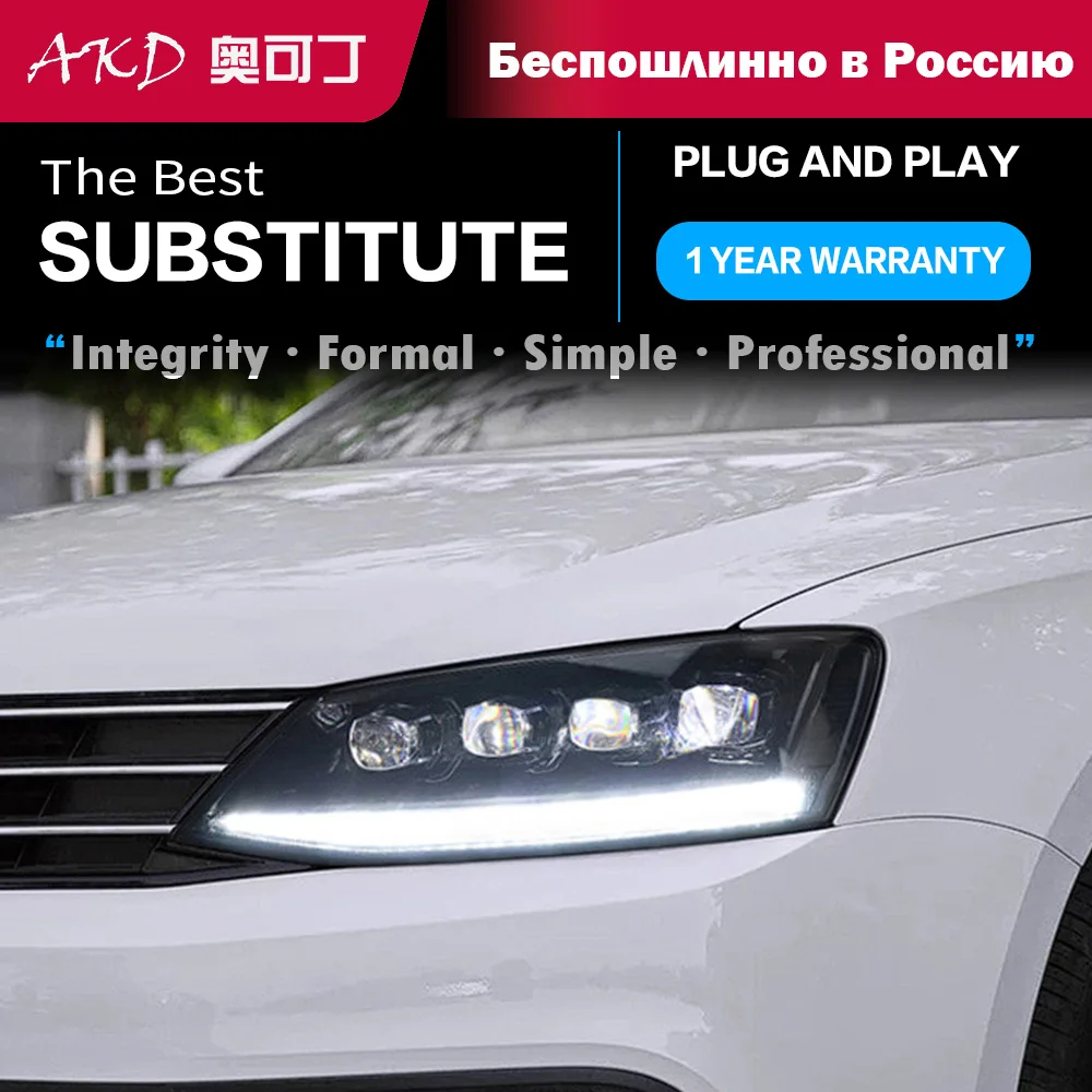 Auto Parts For VW Jetta MK6 Headlights 2011-2016 latest Styling LED Daytime Lights 4 lens Car Accesorios Modified