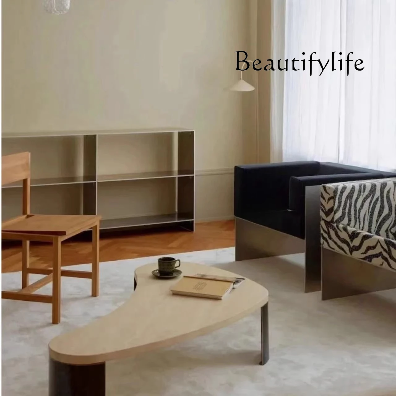 Nordic light luxury metal sofa chair designer bed and breakfast living room hotel home sofa stool rest leisure chair - view 4