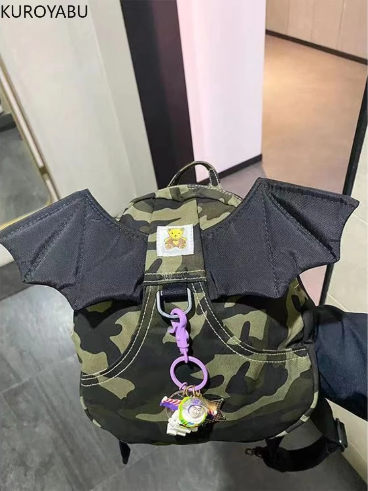 

Chic Backpacks Camouflage Cute Bags for Women Kawaii Angel Wings JK Schoolbags Y2k Casual Japanese Cartoon Anime Sweet Backpack