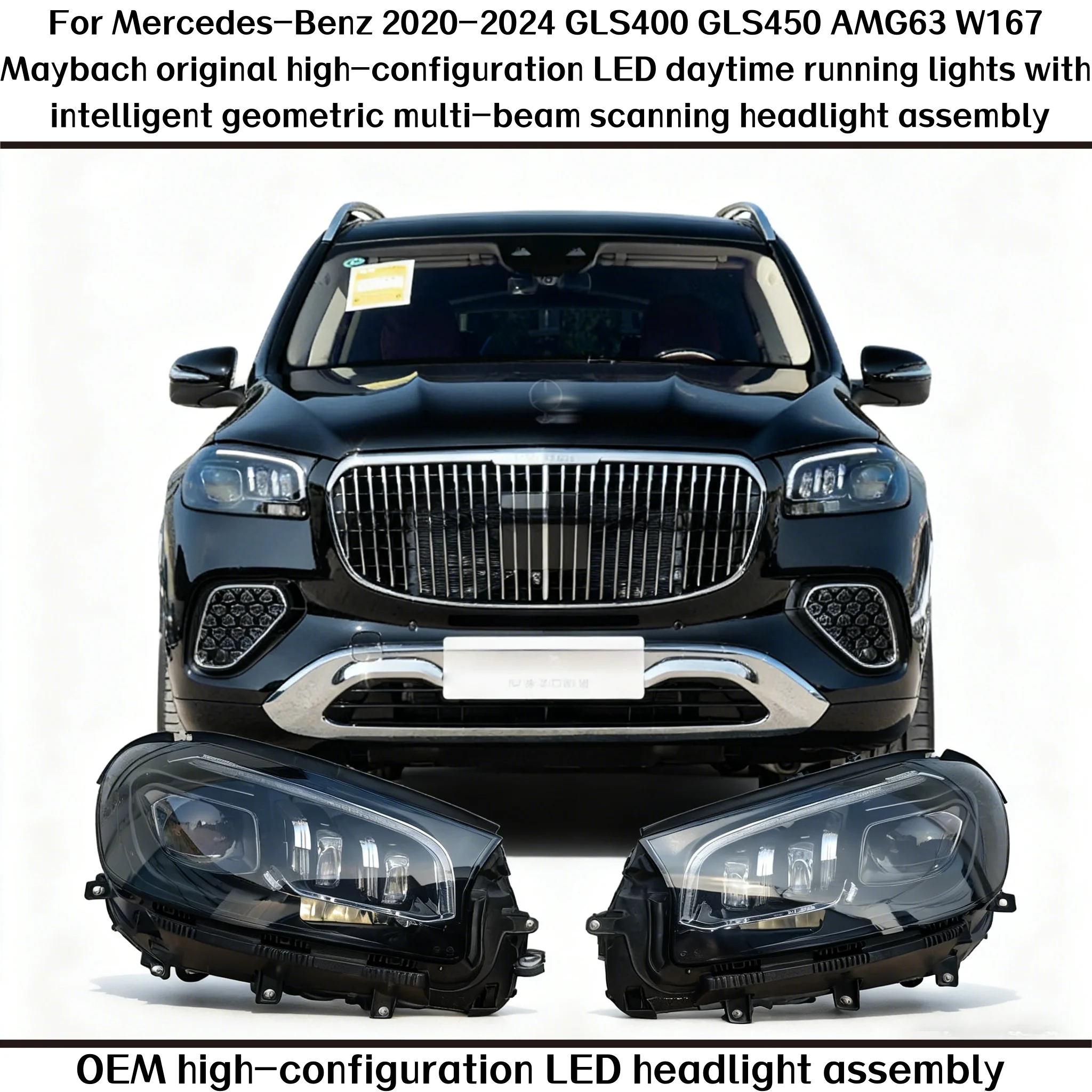 

For Benz 2020-2024 GLS400 GLS450 AMG63 W167 Maybach Original High-Configuration LED Intelligent Scanning Headlight Assembly