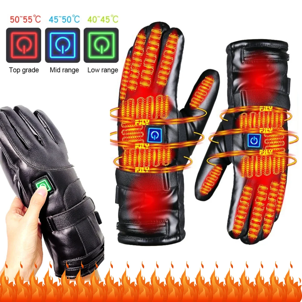 Guantes de invierno eléctricos recargables, Guantes Térmicos para pantalla táctil, alimentados por batería, guantes de calefacción para motocicleta