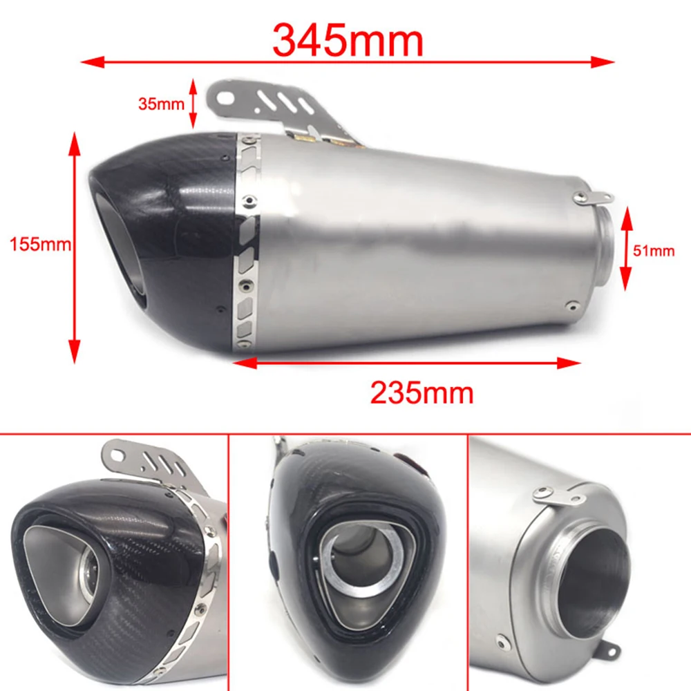 Performance Carbon Fiber Universal Motorcycle Alpha Exhaust Muffler Pipe ATV Pit Dirt 300cc 600cc 1000cc Sport Bike DB Killer