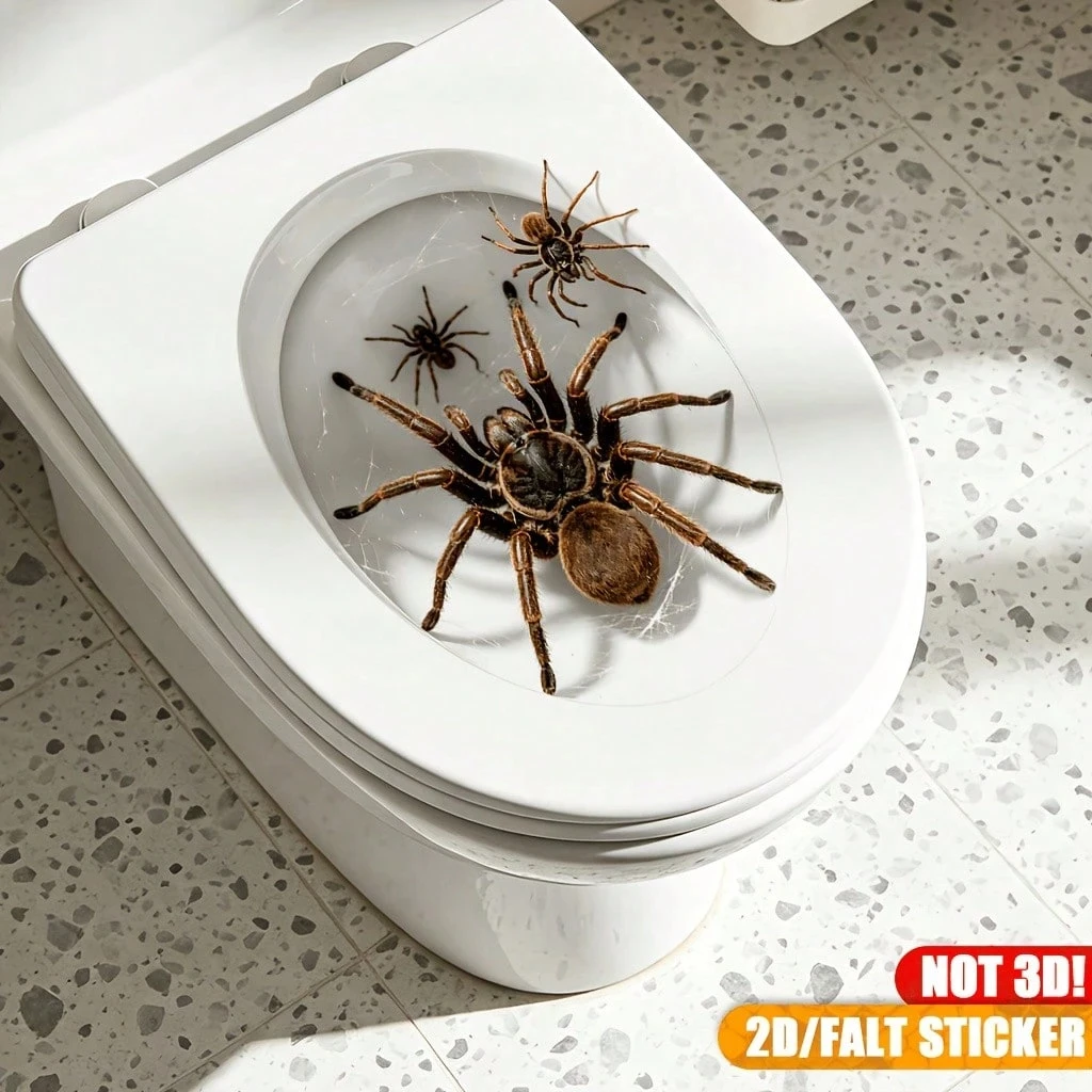 Halloween Spider Toilet Sticker Illusion Tarantula Decal Waterproof Removable For Bathroom Toilet Seat Cover Decoration M1648