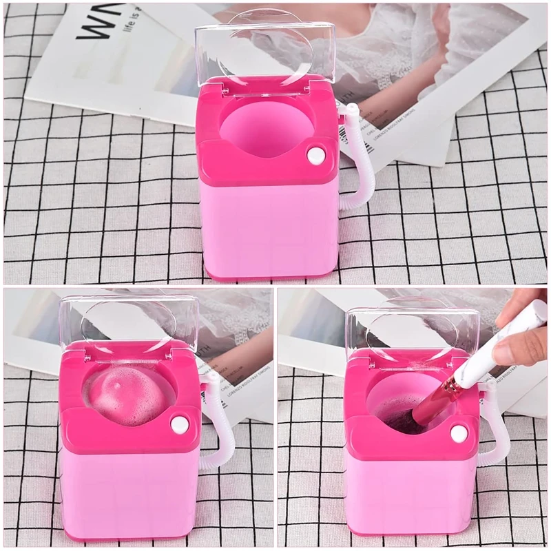 Mini Electric Makeup Brush Cleaner Dryer Cosmetic Sponge Washing Machine for Make Up Brushes Powder Puff Washer D0UE