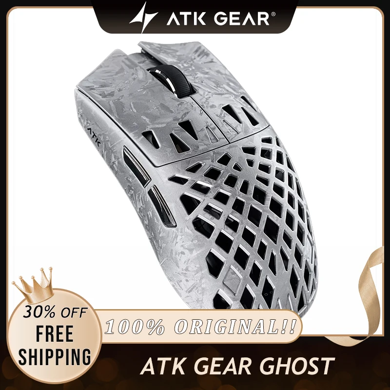 ATK GERA GHOST Composite Carbon Fiber Hollow Wireless Mouse Tri-Mode Ultra Light Optical Switch Low Latency Symmetric Ergonomic