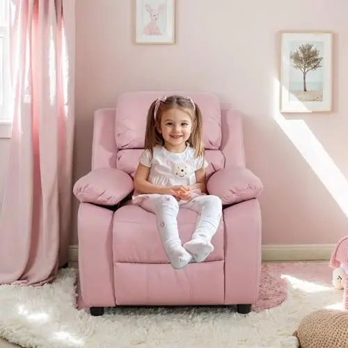 마카롱 키즈 리클라이닝 체어 가죽 리클라이너 소파 푸시백 유아 어린이 아동 2-8세