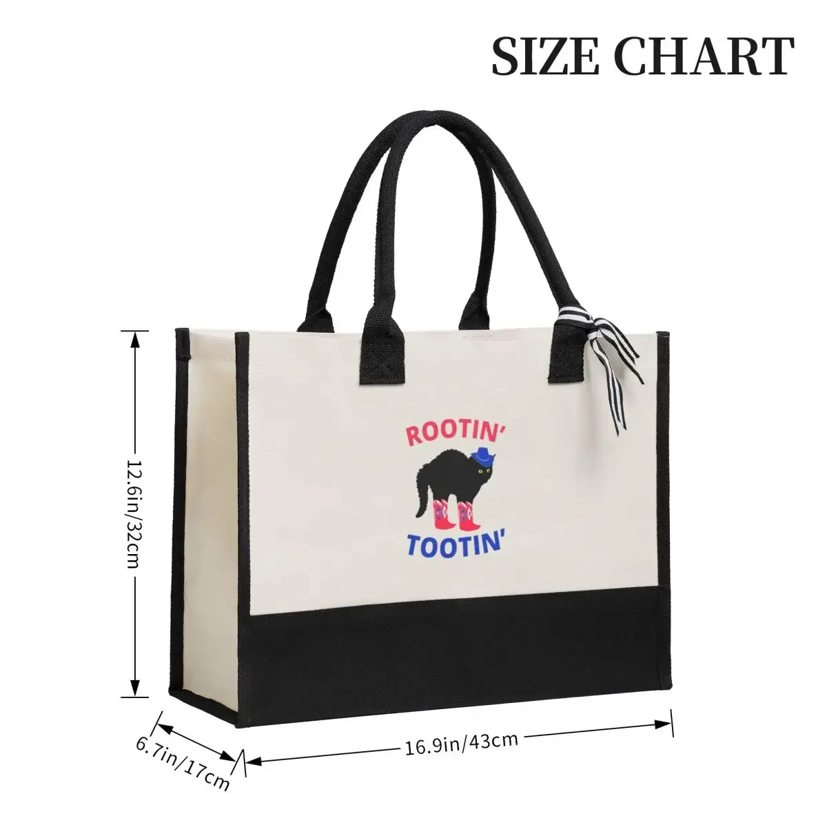 Rootin Tootin Cat Shopping Bag, lona clássica, grande capacidade, personalizável, qualidade presentes