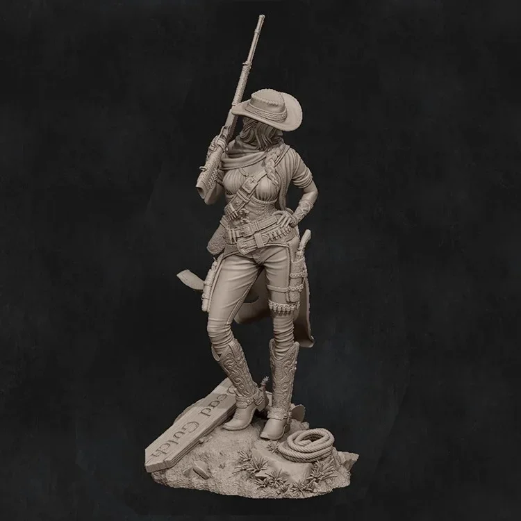 

1/24 75mm 1/18 100mm Resin Model Kits Female Cowboy Gunner Figure Sculpture Unpainted No Color RW-1210
