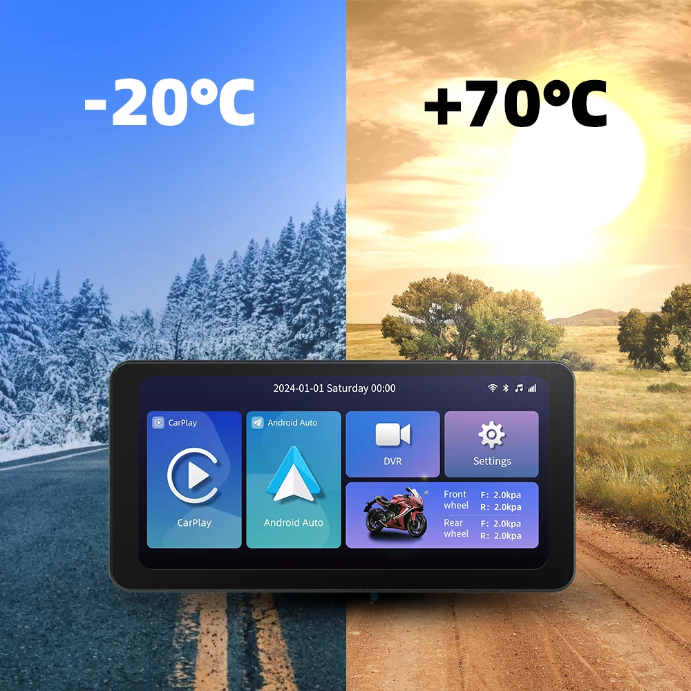 EKIY 6.3Inch Navigasi Motor Carplay IP67 Tahan Air Perekam Perjalanan Monitor Motor Wireless Carplay Android Auto GPS Motor