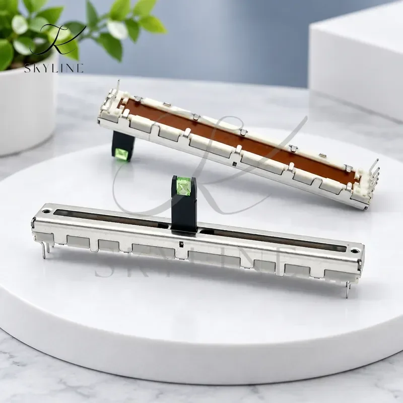 1Pcs 75mm Straight Slide Potentiometer B10K With Center Detent Green Indicator Shaft Length 0mm For Ultrasound Equipment