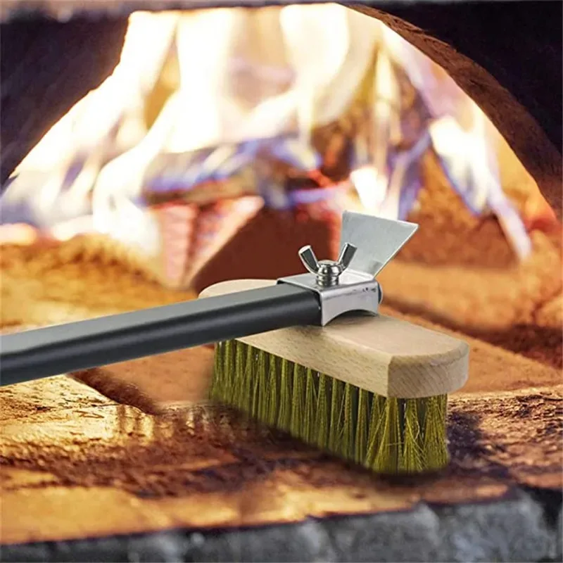 Long And Short Pizza Oven Copper Brush Brush Bristles Brass Scraper Household Grill Cleaning Oven Brush