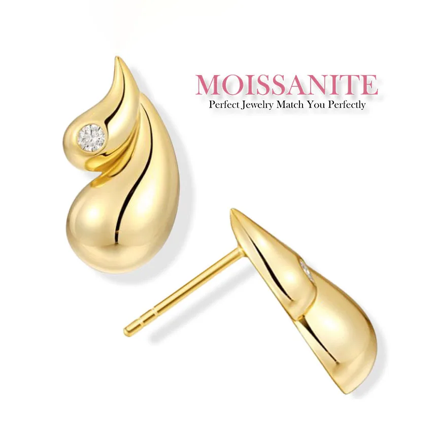 0.12ct Graceful Teardrop Moissanite Stud Earrings - Crafted in 18K Gold Plated S925 Silver for a Timeless, Sophisticated Look