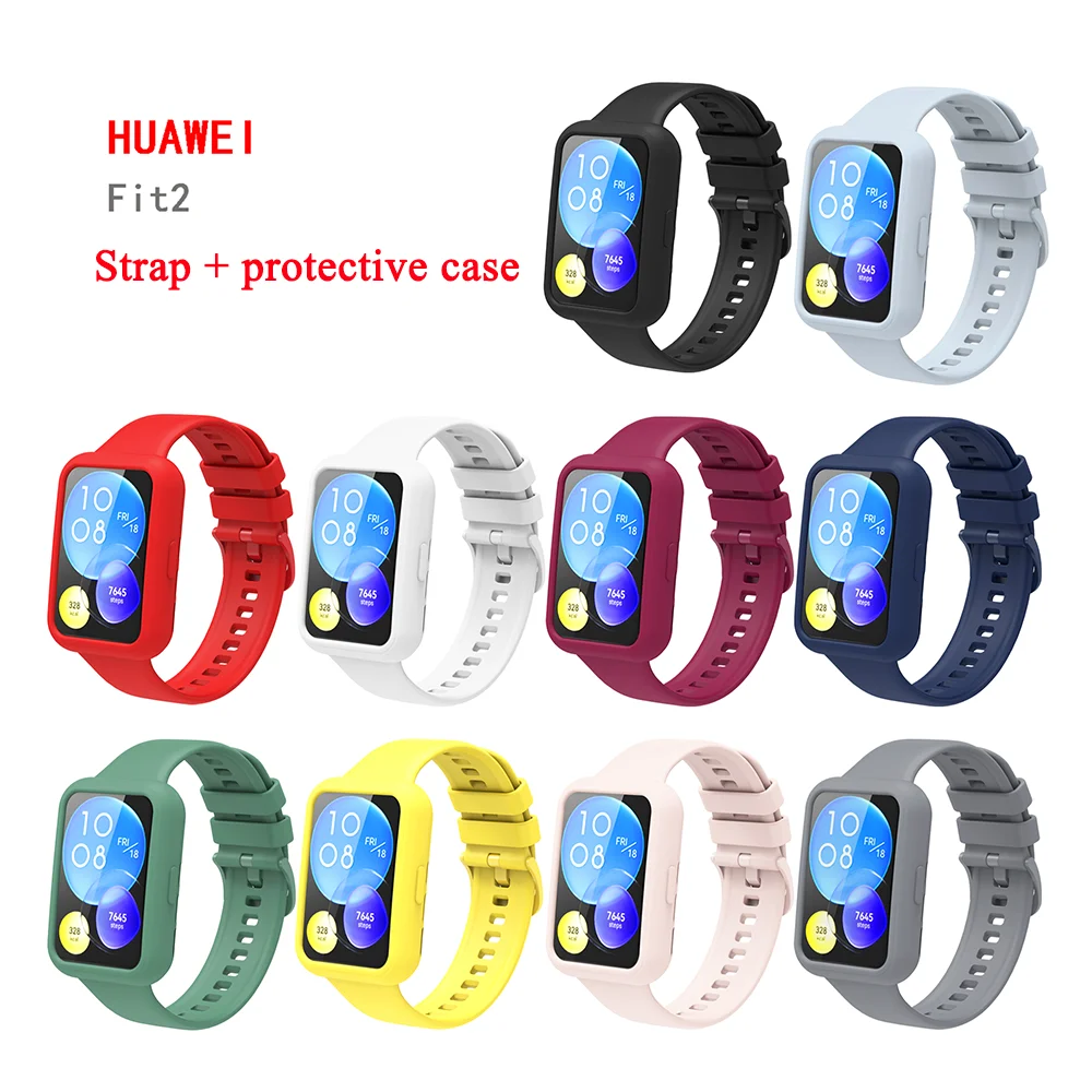 Silicone strap for Huawei Watch Fit 2 smartwatch Bracelet replacement correa strap for Huawei Watch Fit 2 active protective case