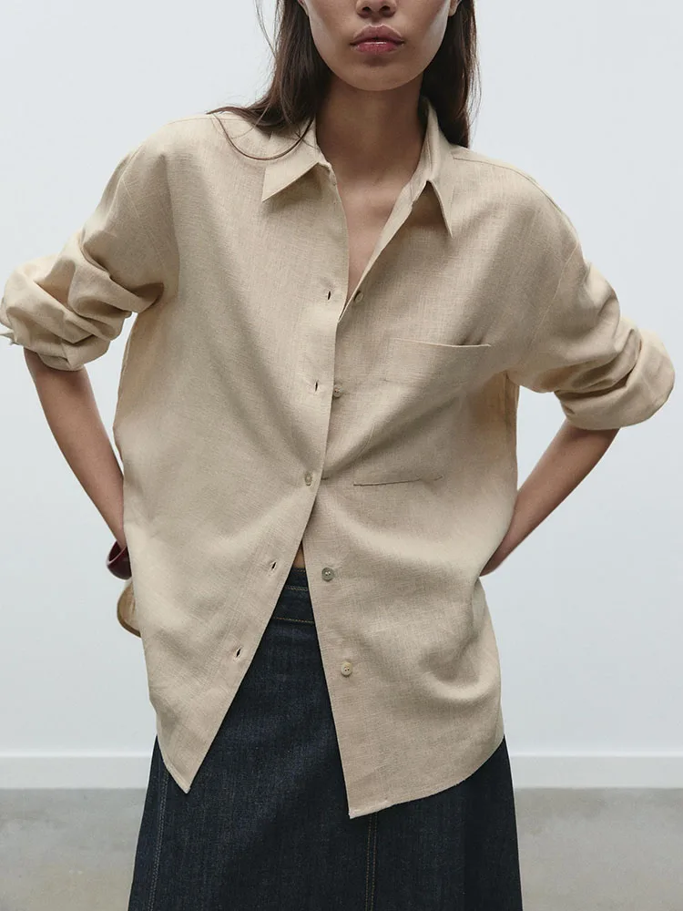 Frühling Neue Ankunft frauen irt Ele Single Button Lose Lange Sve drehen-unten Kragen Einfache Design Pendeln Sle reine Farbe