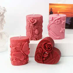 Butterfly Aromatherapy Candle Silicone Molds DIY Embossed Heart shaped Chocolate Soap Resin Mold Chocolate Cake Making Tools