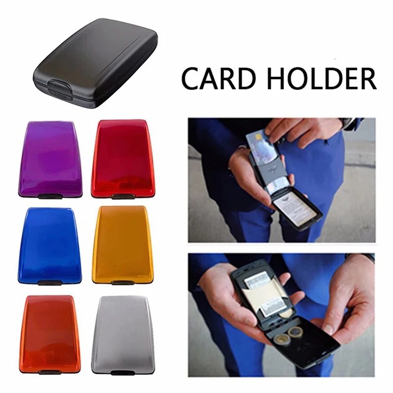 Card Case Unisex Wallet Protection Holder Business-Card New Metal Credit Blocking 1PC Anti-Scan Hard Case Wallet Solid Color