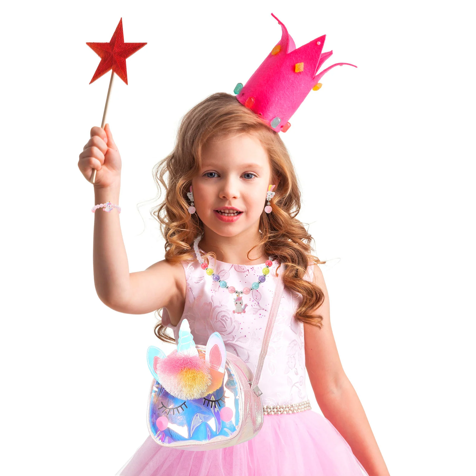 ชุดเครื่องประดับเด็ก 1 ชุด สำหรับเด็กอายุ 3-8 ปี สร้อยคอ สร้อยข้อมือ ต่างหู พลาสติกหลากสี สำหรับเด็กผู้หญิง แต่งตัว ของขวัญ เครื่องประดับเด็ก