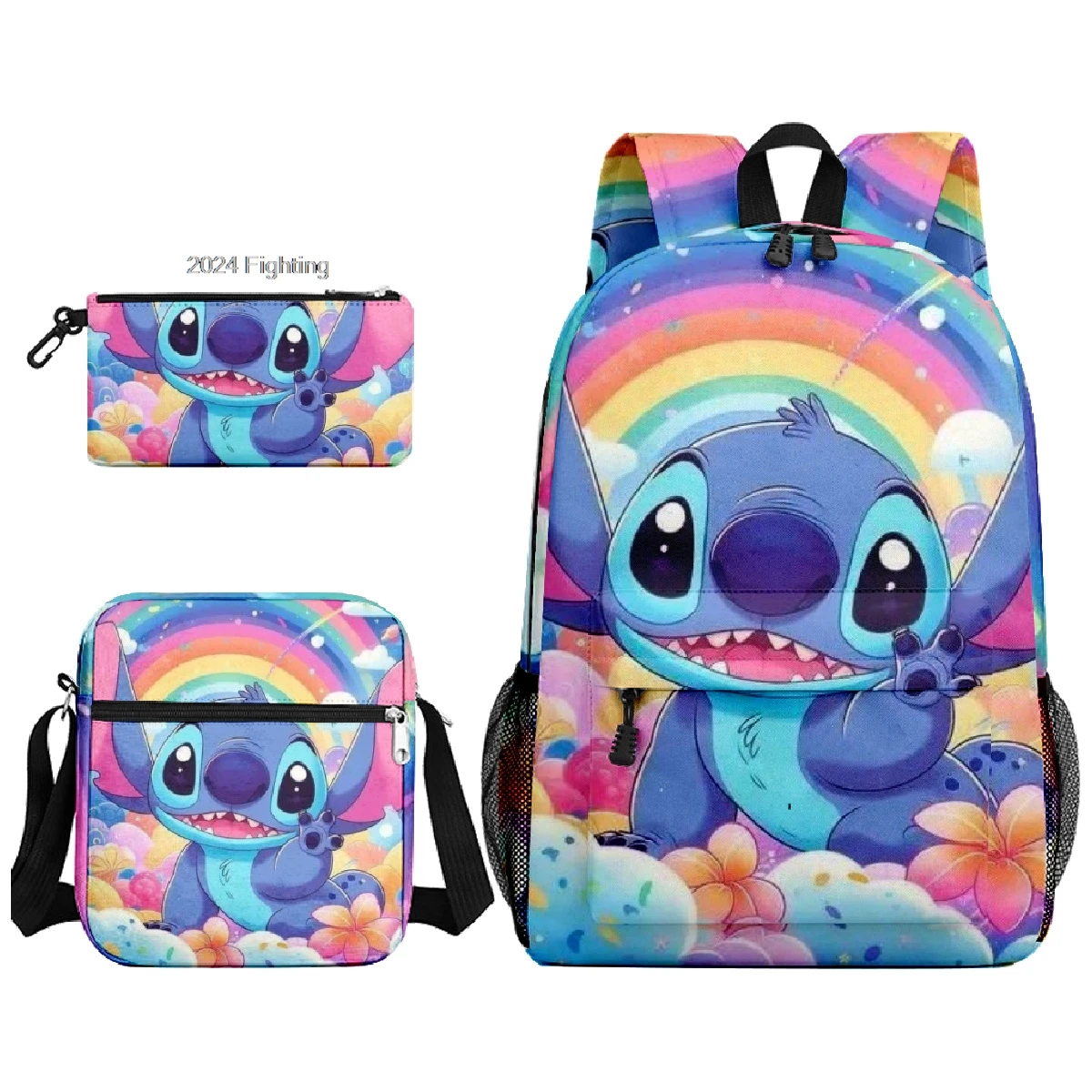 Sacs à dos CAN o & Stitch pour femmes, sacs d\'école simples pour ordinateur portable de grande capacité avec sac initié, 3 pièces