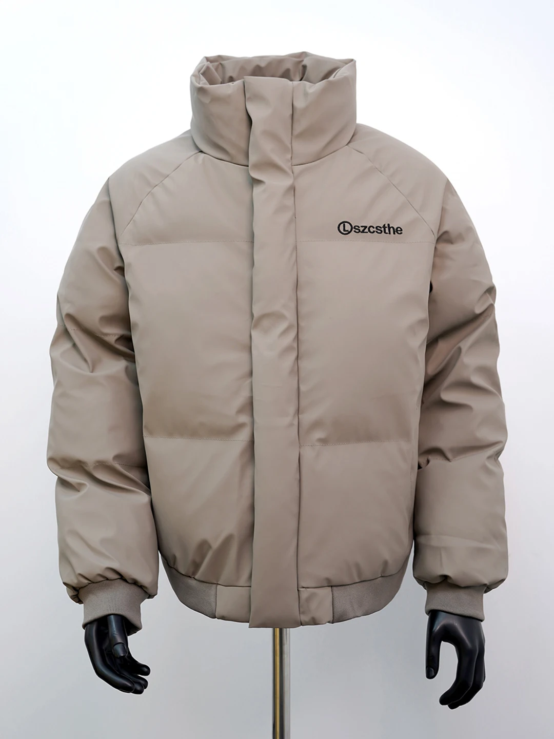 

Thiened American Sle Men's down Cotton Jaet Stand Collar Bread Sle Warmth PU Leather Coat Youth Casual Winter Outerwear