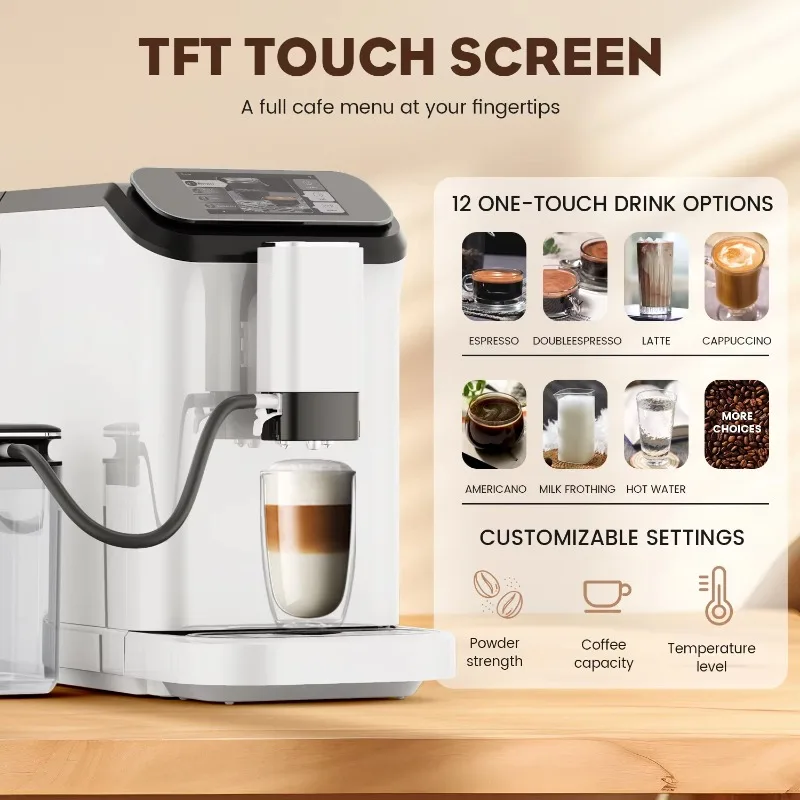D5 Cappuccino Latte Espresso Coffee Maker Touch Screen Fully Automatic Coffee Machine With Coffee Grinder