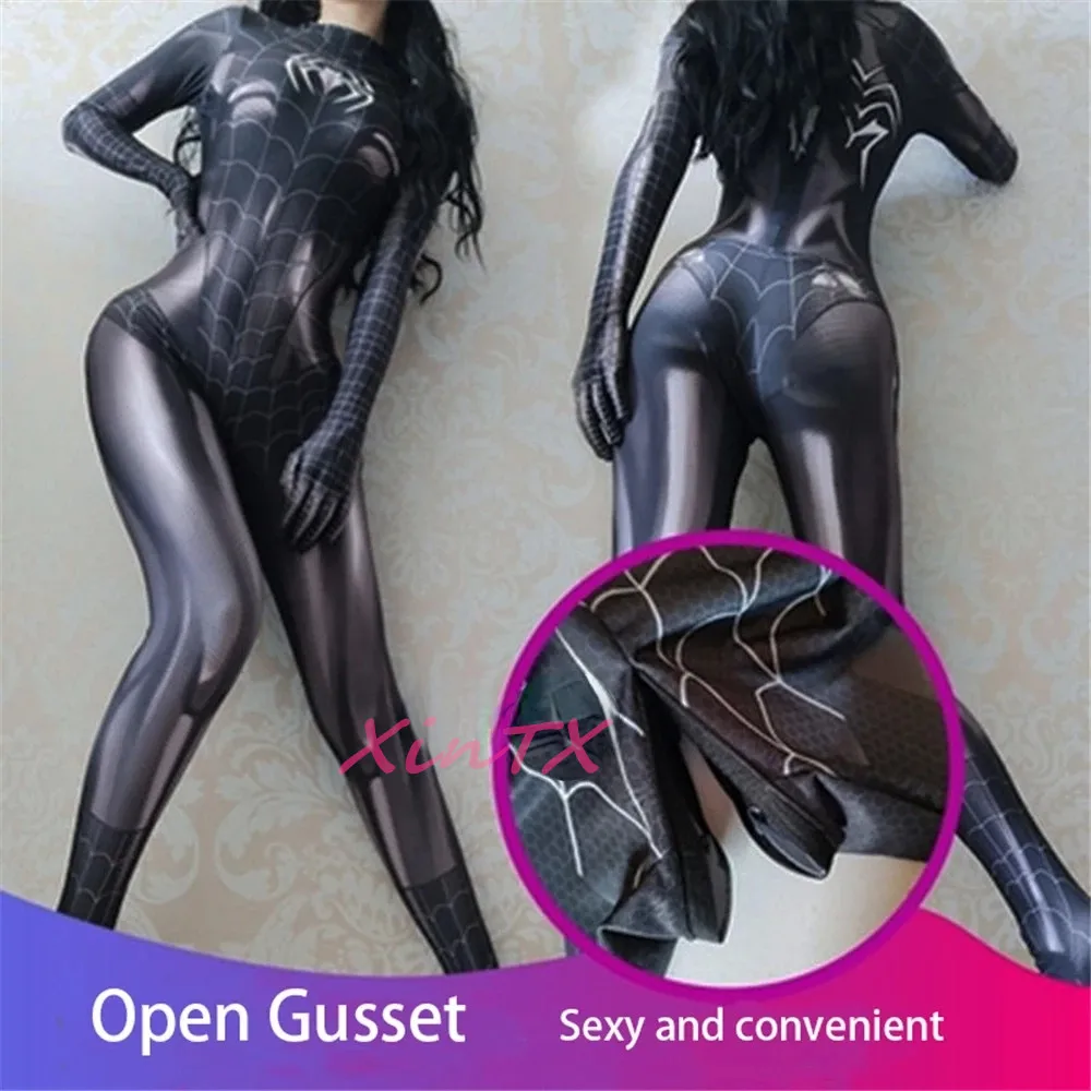 

Sexy Tight 3D Printing Jumpuit Bodysuit Black Cat Superhero Cosplay Costume For Women Halloween Costumes