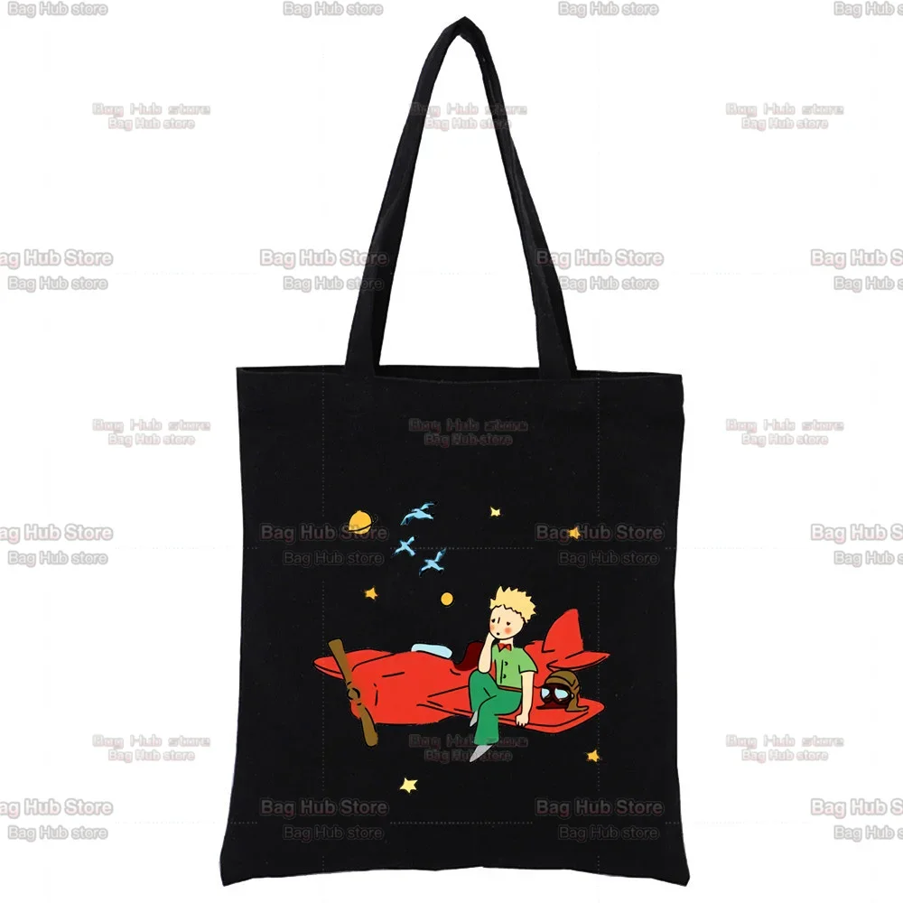 Little Prince Graphic Earth Space Harajuku Kawaii Cute  Shoulder Bag Canvas Bag Harajuku Shopper Bag Casual Summer Shoulder Bags