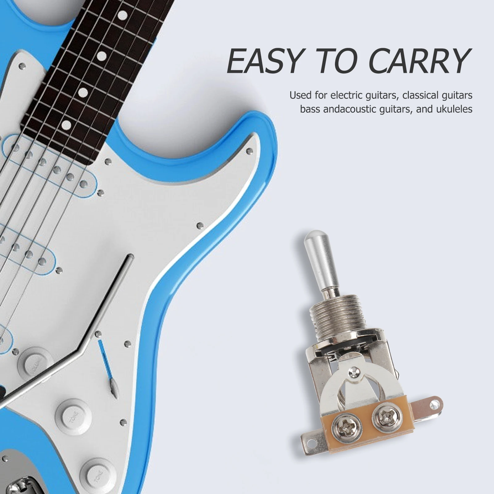 

3 Way Toggle Pickup Selector Electric Guitar Replacement Switch With Knurled Nut Flat Washer Guitar Parts Silver