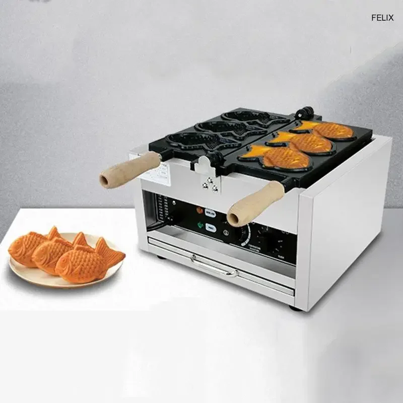 1400W Ice Cream Taiyaki Maker Fish Shaped Cake Machine Electric Waffle Maker 220V Open Pouth Taiyaki Machine