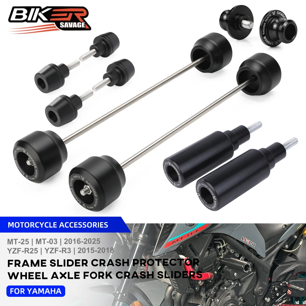 

R3 R25 Frame Crash Slider For Yamaha MT03 MT-25 YZF R25 R3 2014-2025 Motorcycle Wheels Axle Sliders Rear Swingarm Spools Slider
