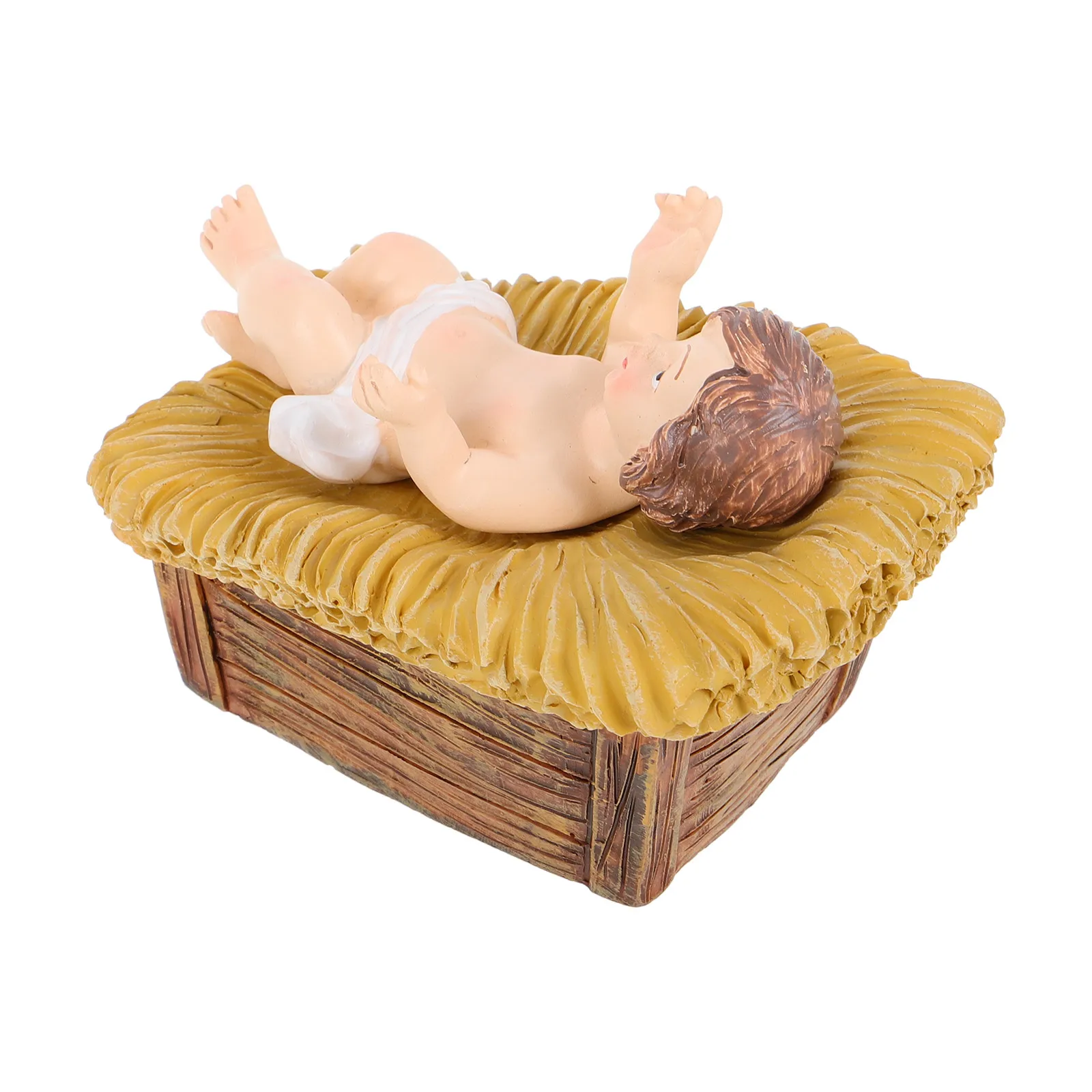

Baby Jesus Manger Resin Craft Statue Christmas Decoration Desktop Religious Ornament Home Decor Gift Miniature Jesus