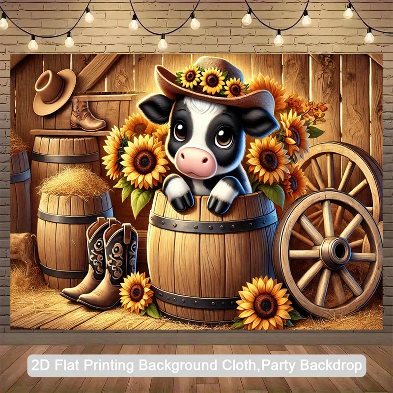 2Dflat1pc، بقرة لطيفة وعباد الشمس، ديكور لافتة داخلي وخارجي، لا يتطلب إمدادات الطاقة Zx #3