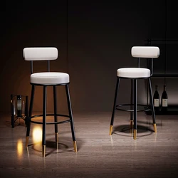 Minimalista Metal Leather Bar Stool, costas simples, confortável cadeira nórdica preta, mobiliário de mesa moderno, alta qualidade