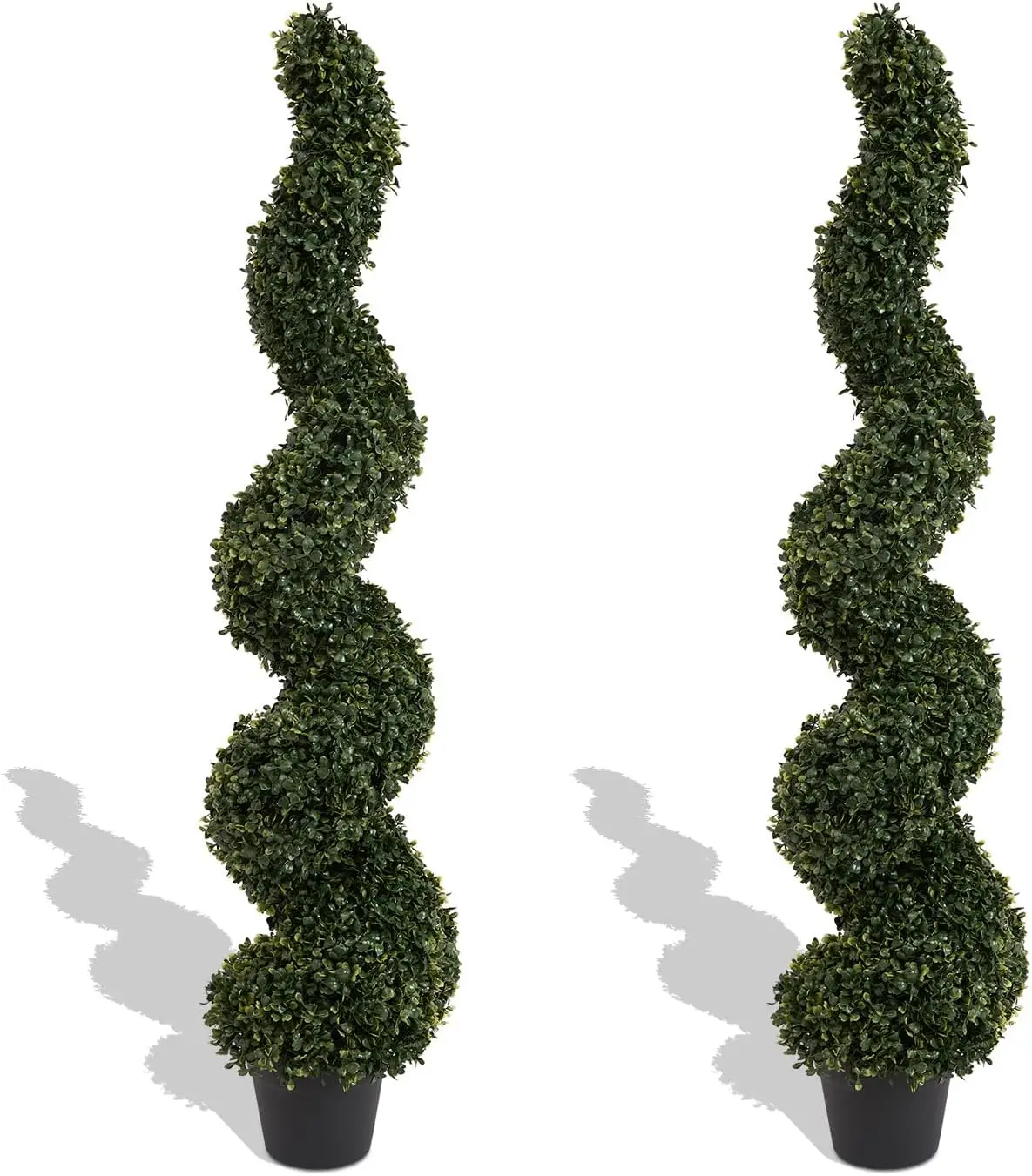 

4ft Spiral Topiary Trees Artificial Outdoor Set of 2 – UV Resistant Faux Boxwood Plants for Outdoor Planters, Fake Bushes