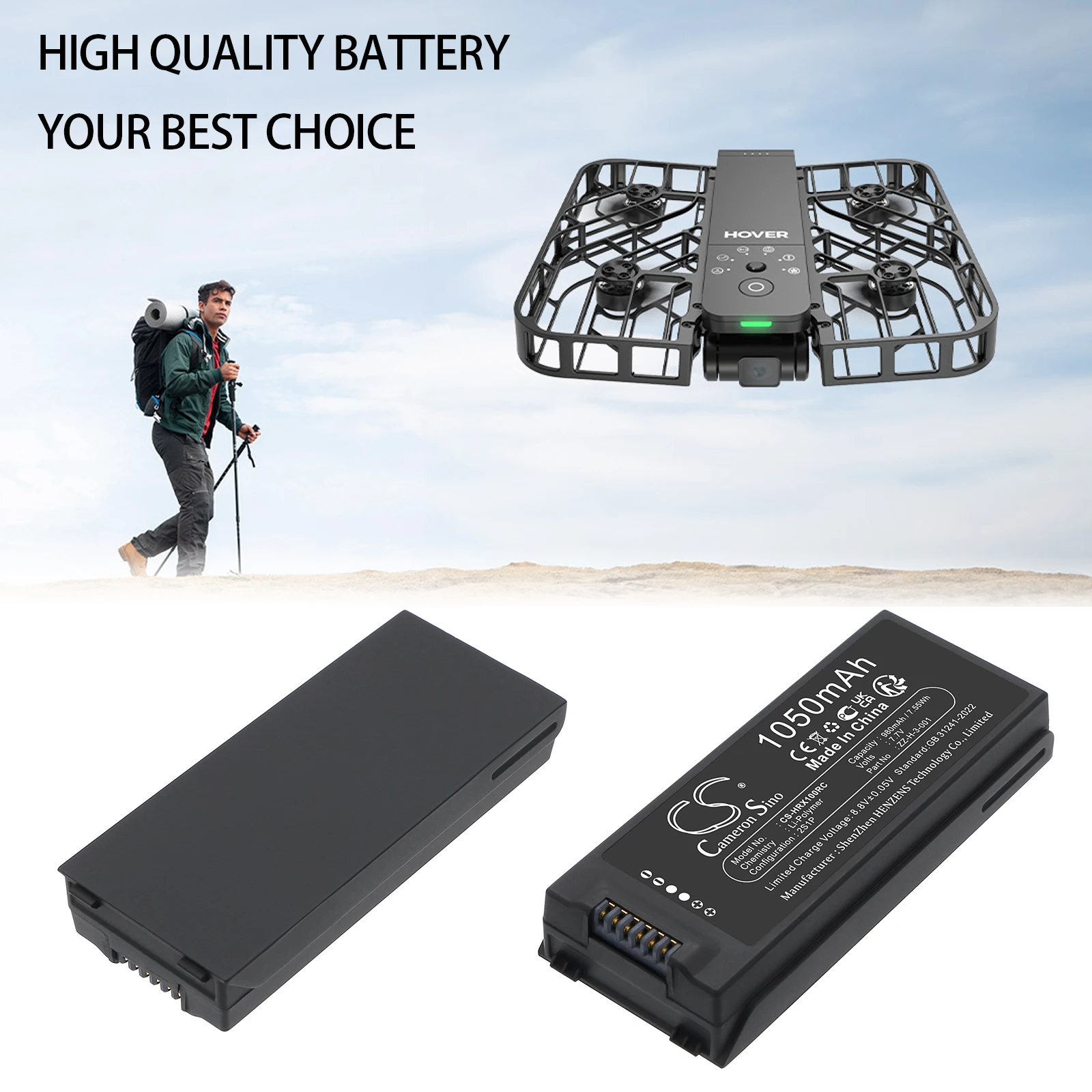 

7.7V 1050mAh Drones battery ZZ-H-3-001 for HOVER HOVERAir X1