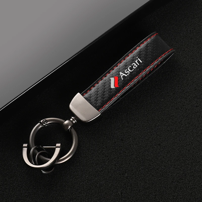 

Leather Carbon Fiber Car Rings Keychain Zinc Alloy Keyrings For Ascari Car Logo Cars Vintage Classic Racing Retro Emblem Auto