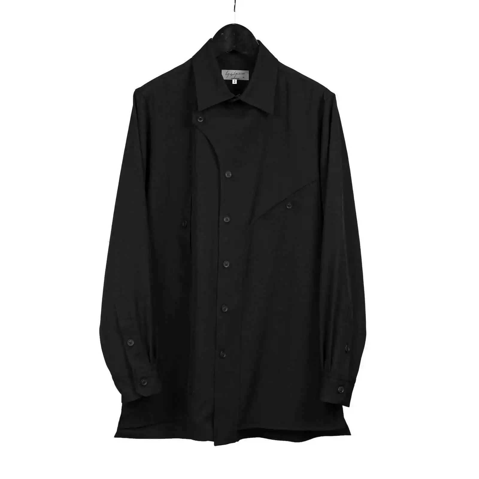 

Top-yamamoto's original design features a new dark-themed men's loose solid-color lapel TOP and trendy tops