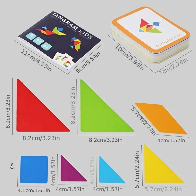 Giochi da tavolo Tangram in legno Bambini Giocattoli educativi Montessori Bambini Asilo Forma geometrica Insegnamento