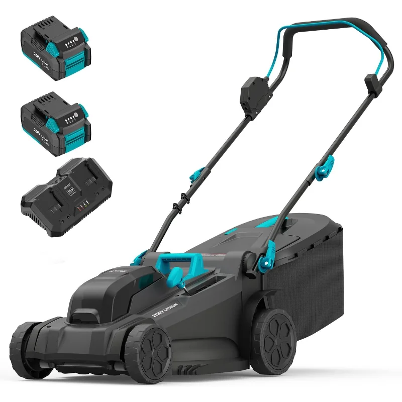 

2x20V 18 inch Electric Lawn Mower Cordless, Brushless Push Lawn Mower with 6-Position Cutting Height Adjustment, 2x4.0Ah Battery