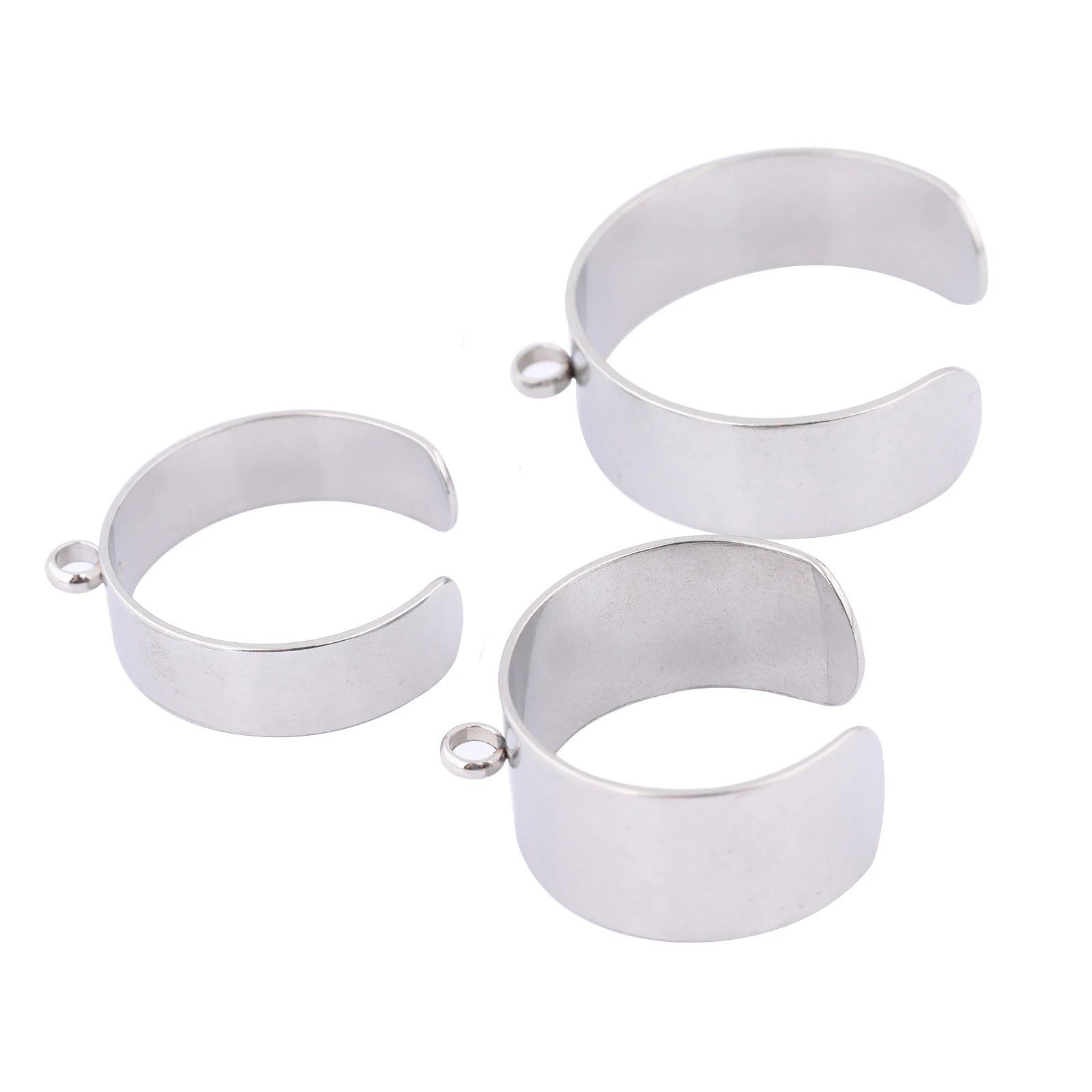 

10pcs Stainless Steel 6mm 8mm 10mm Wide Ring Bezel Blanks With Loop Diy Fingerring Settings For Jewelry Making Supplies