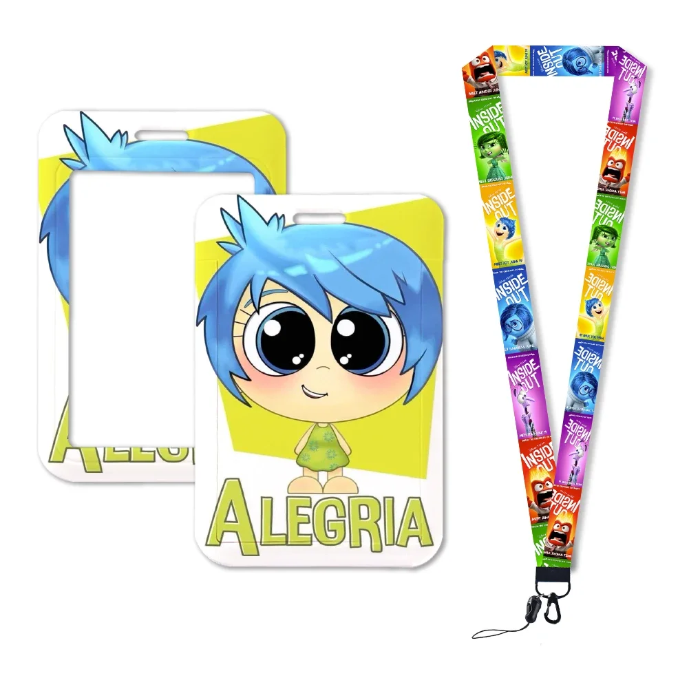 Disney Inside Out 2 Card Lanyard, ID Badge Holder Strap, Estojo de passagem de ônibus universitário, Tampa Slip, Titular do cartão de crédito, Novo