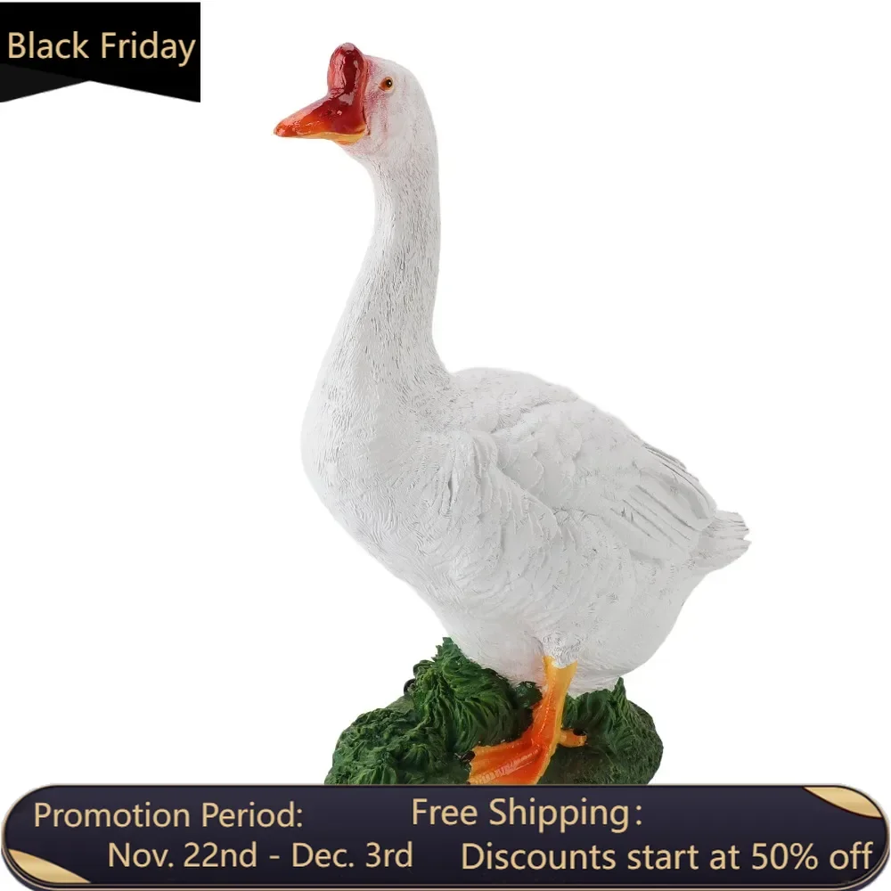 Goose Statue Farm Animal Figurine Resin Goose Sculpture Garden Ornament for Outdoor Backyard Patio Lawn Decoration Style 2