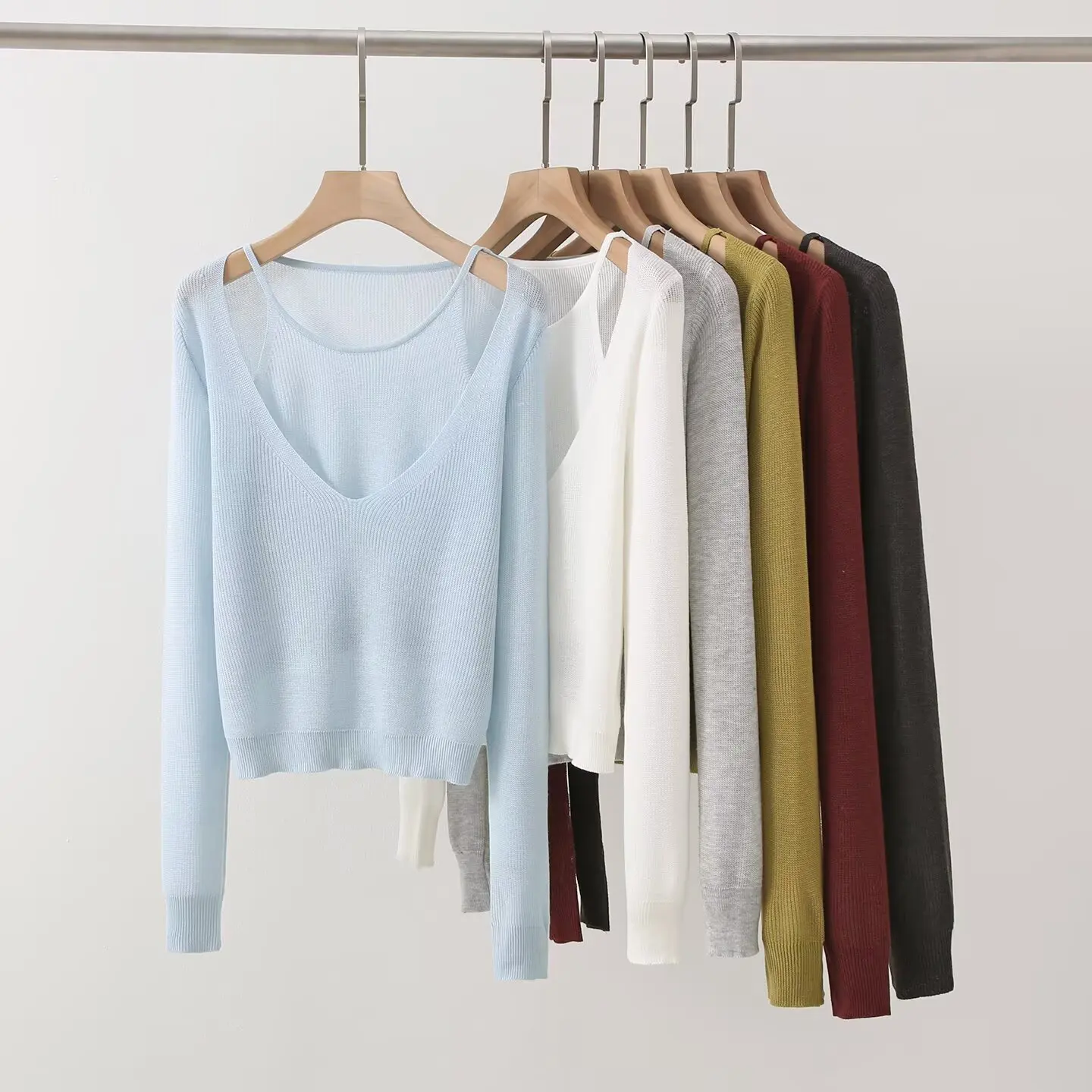 

Design Sensation Women's Knitted Sweater Fake Two-Piece Base Layer Top Autumn Commute Sle Long Sve round Ne Warmth Hea...