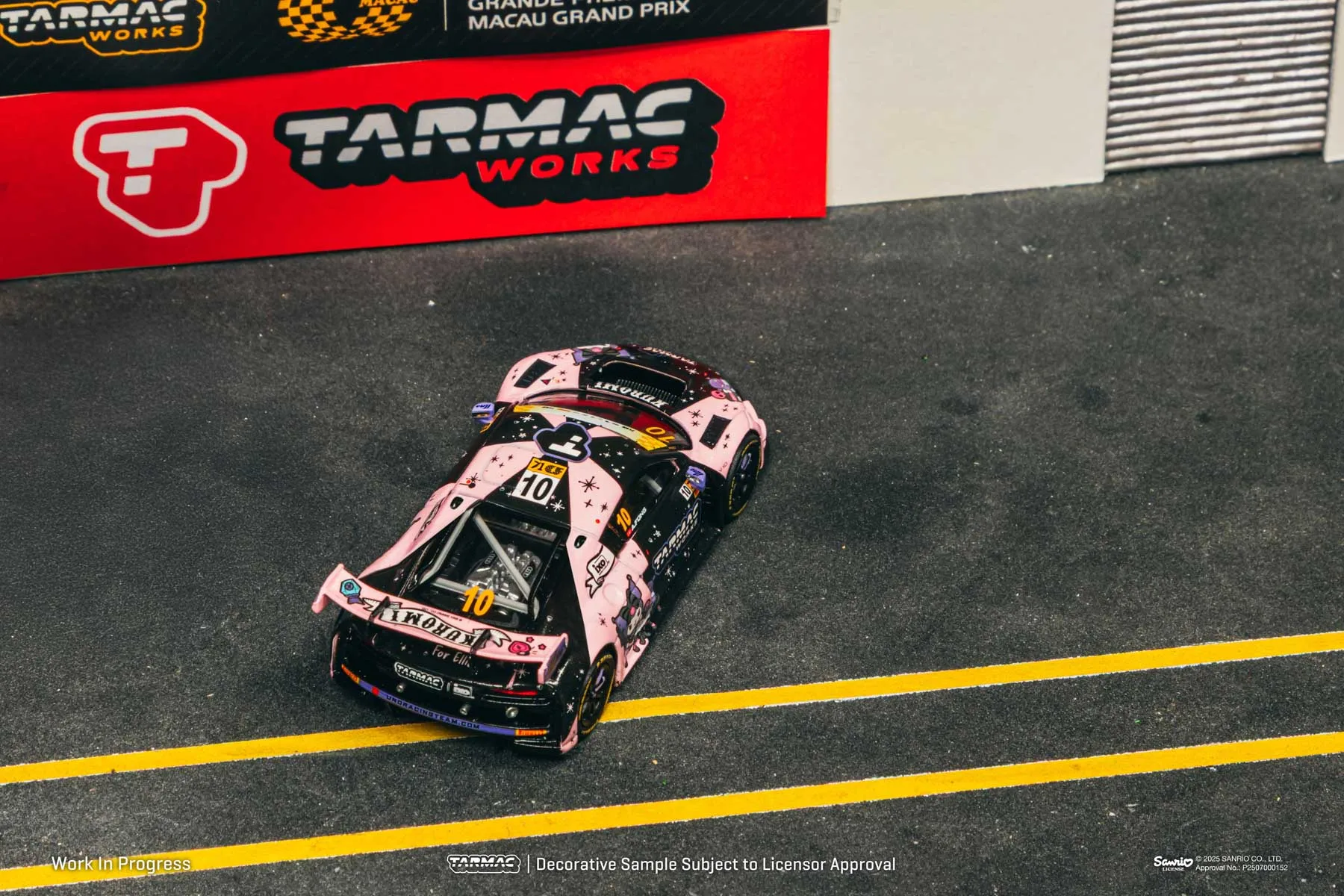 TW Tarmac Works 1:64 R8 LMS GT3 evo II Macau GT Cup - FIA GT World Cup, Modelo de Auto Fundido a Presión