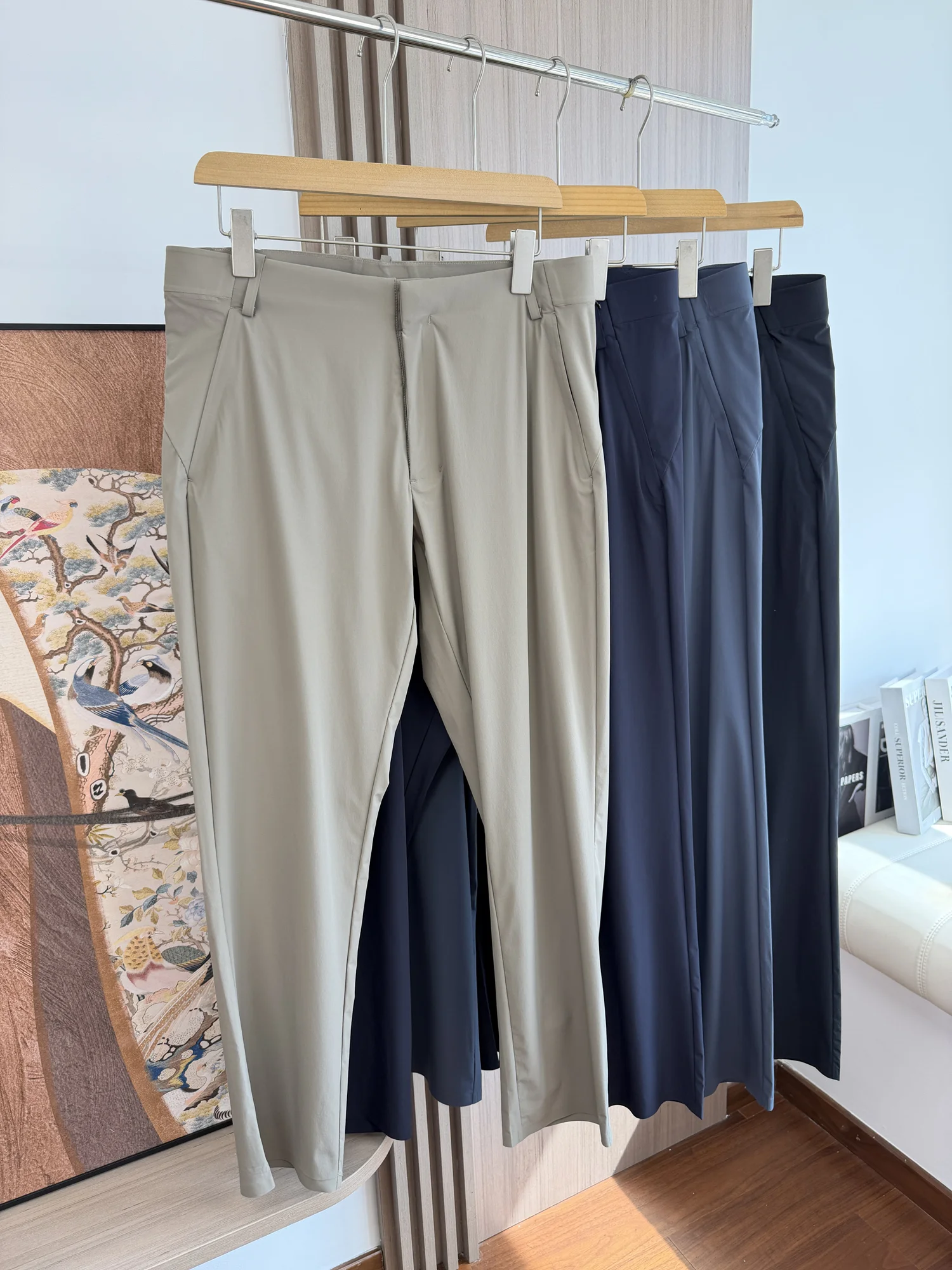 Quick Dry Cool Feeling Men's Summer Sports Casual Pants Comfortable Breathable Commuting Elastic Straight Leg Trousers