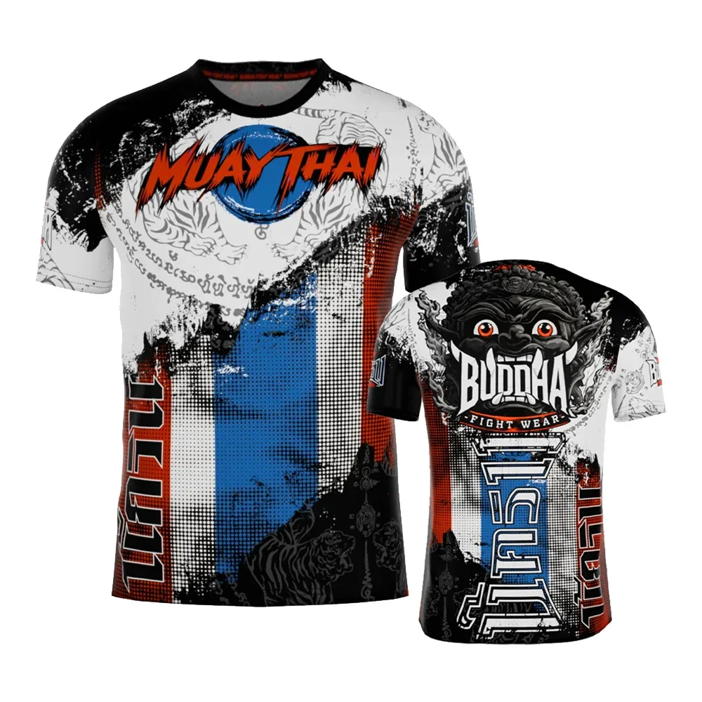 Herren T-Shirts Mode Muay Thai Trainingskleidung Sommer Schnelltrocknend Atmungsaktiv Fitness T-Shirt Herren Casual O-Ausschnitt Kurzarm-Shirts