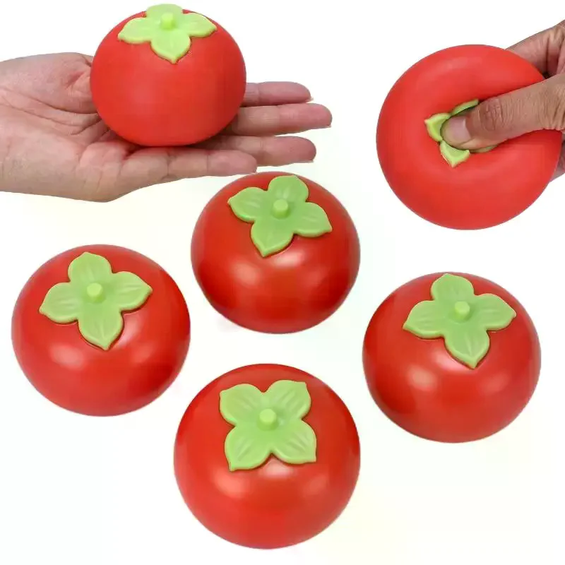 Persimmon Stress Ball Squeeze Sensory Fidget Toy Slow Rising Decompression Toy for Teens Adults Red